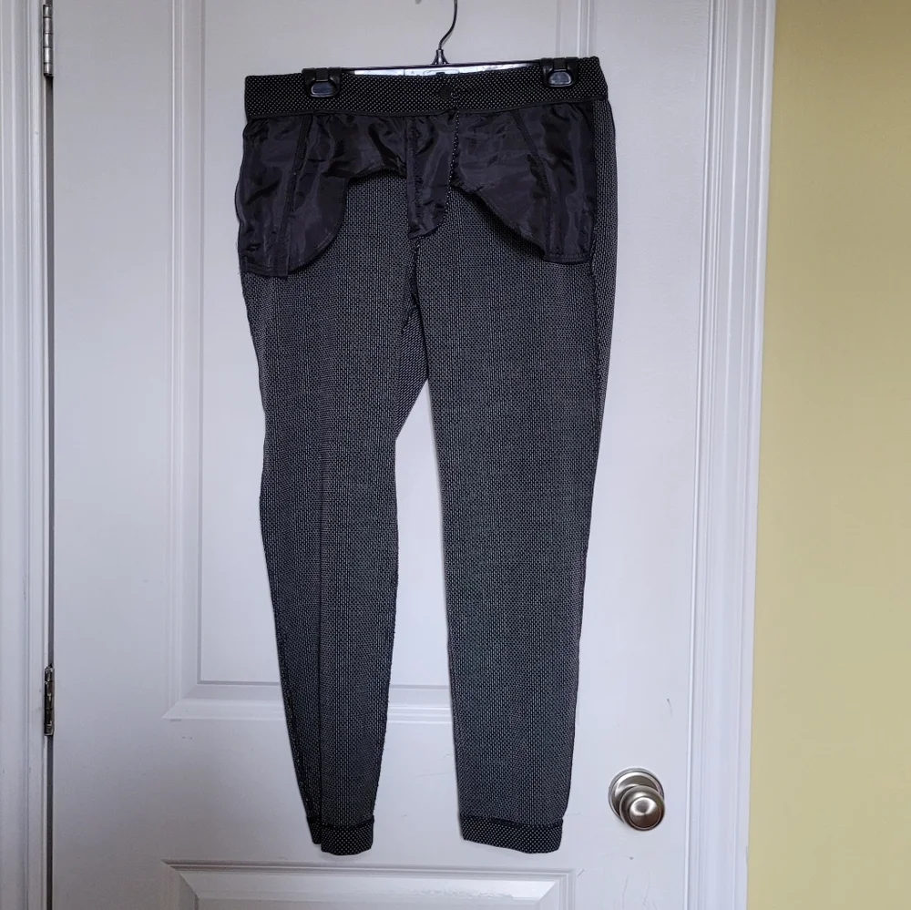 Zara pants black trousers white mini dots preppy office casual size 6 pockets - Picture 4 of 12